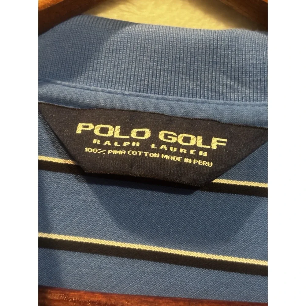 Ralph Lauren Polo Men's Med‎ Shoal Creek Golf Shirt Blue Striped Short Sleeve